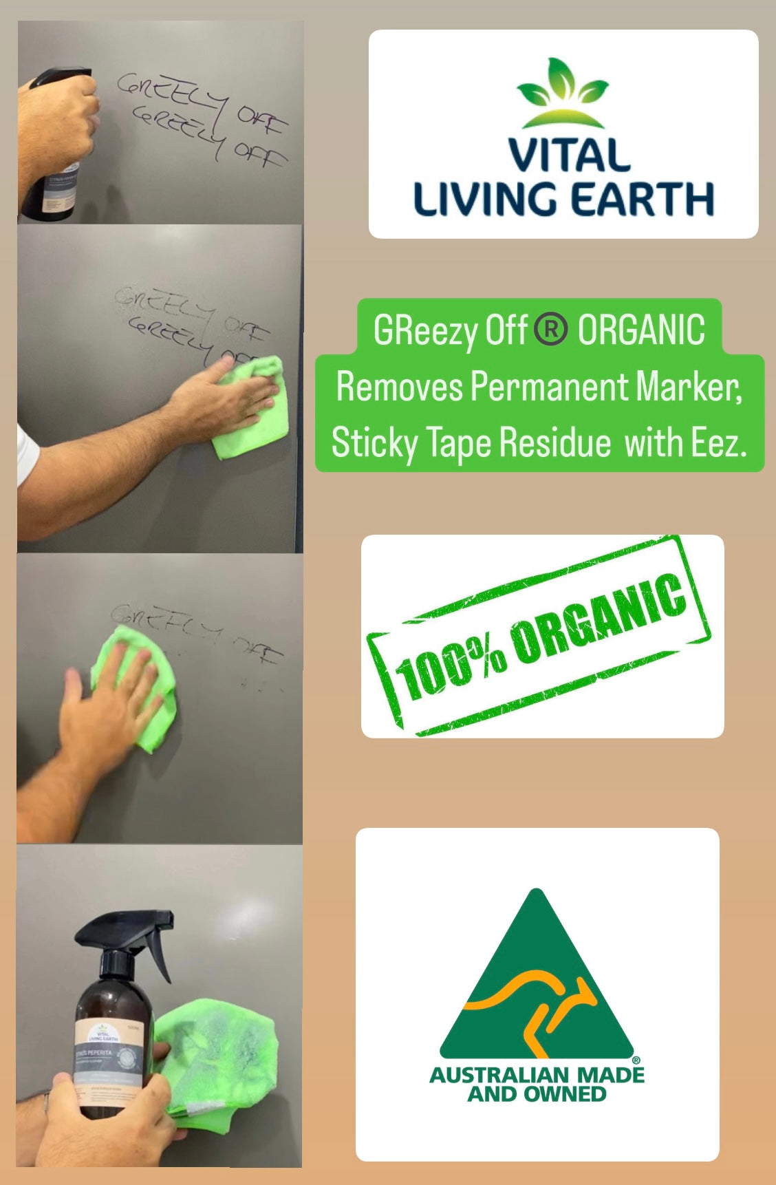 GReezy Off®️ 100% ORGANIC Multi-Purpose Cleaner & Deodoriser 500ml (1 x Unit)