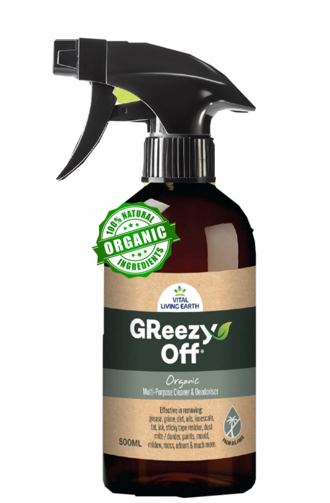 A) GReezy Off® 100% Organic🍃🥬 Replaces 26+ Chemical & Alcohol Laden Cleaning Products on the Market. 500ml Concentrate / 1 Litre when Diluted 1:1