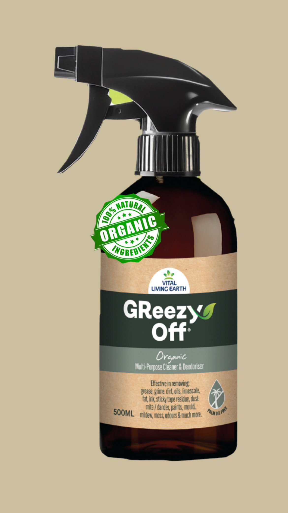 GReezy Off®️ 100% ORGANIC Multi-Purpose Cleaner & Deodoriser 500ml (1 x Unit)