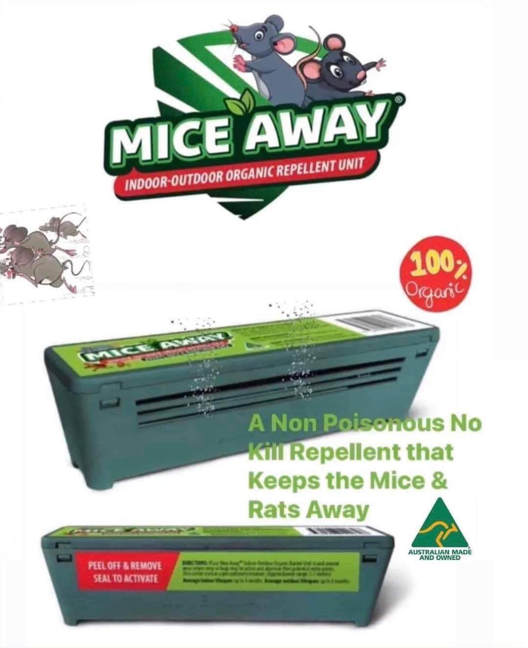 Mice Away®️ 100% ORGANIC Indoor-Outdoor Non Poisonous No Kill Mice & Rat Repellent (1x Unit)