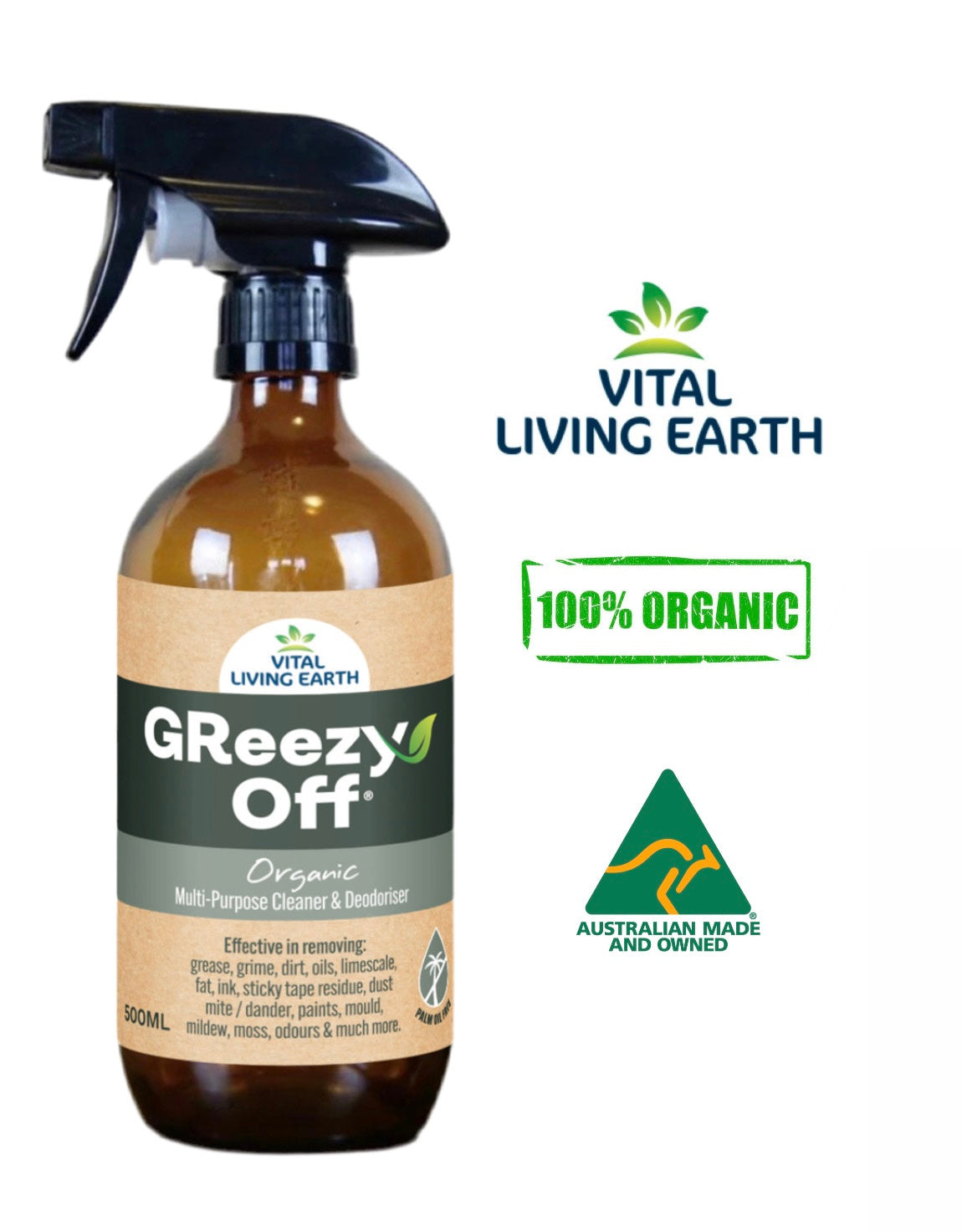 GReezy Off®️ 100% ORGANIC Multi-Purpose Cleaner & Deodoriser 500ml (1 x Unit)