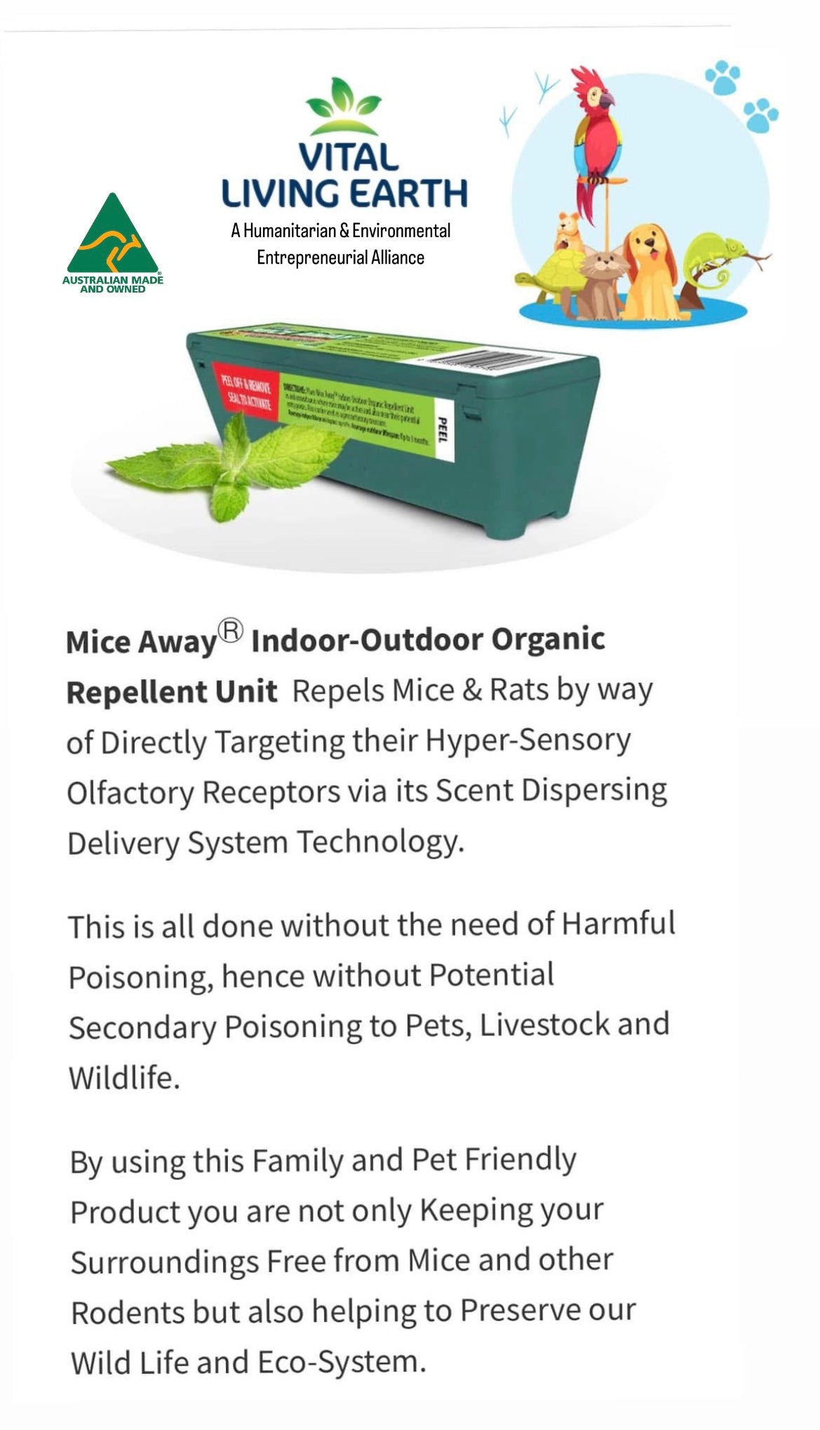 I) (12Pack) FREE DELIVERY AUSTRALIA WIDE Mice Away® Indoor-Outdoor Non Poisonous No Kill Organic Mice & Rat Repellent