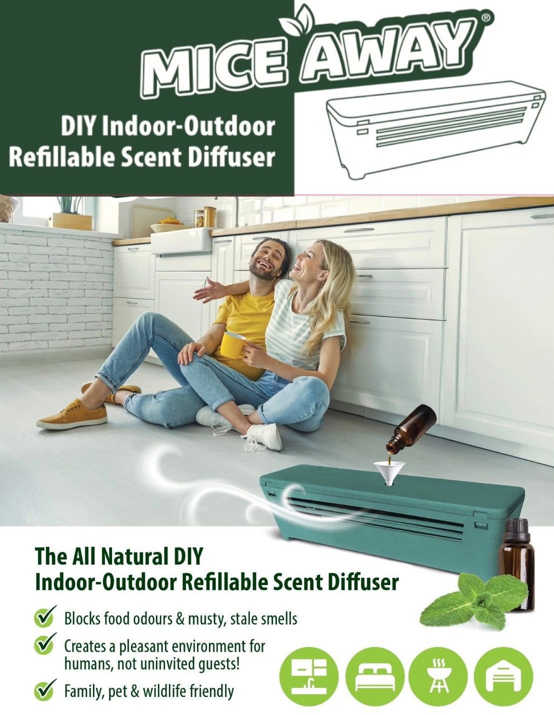 COMBO DEAL 2 x GReezy Off® 100% Organic Multi-Purpose Cleaner & Deodoriser and 2 x Mice Away® DIY Indoor-Outdoor Refillable Scent Diffuser. FREE DELIVERY AUSTRALIA WIDE
