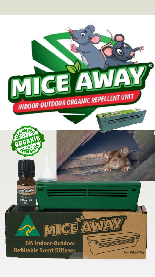K) 12 Pack Mice Away® 2in1 DIY Refillable Indoor-Outdoor Organic Mice & Rat Repellent & Room Scent Diffuser. FREE DELIVERY AUSTRALIA WIDE