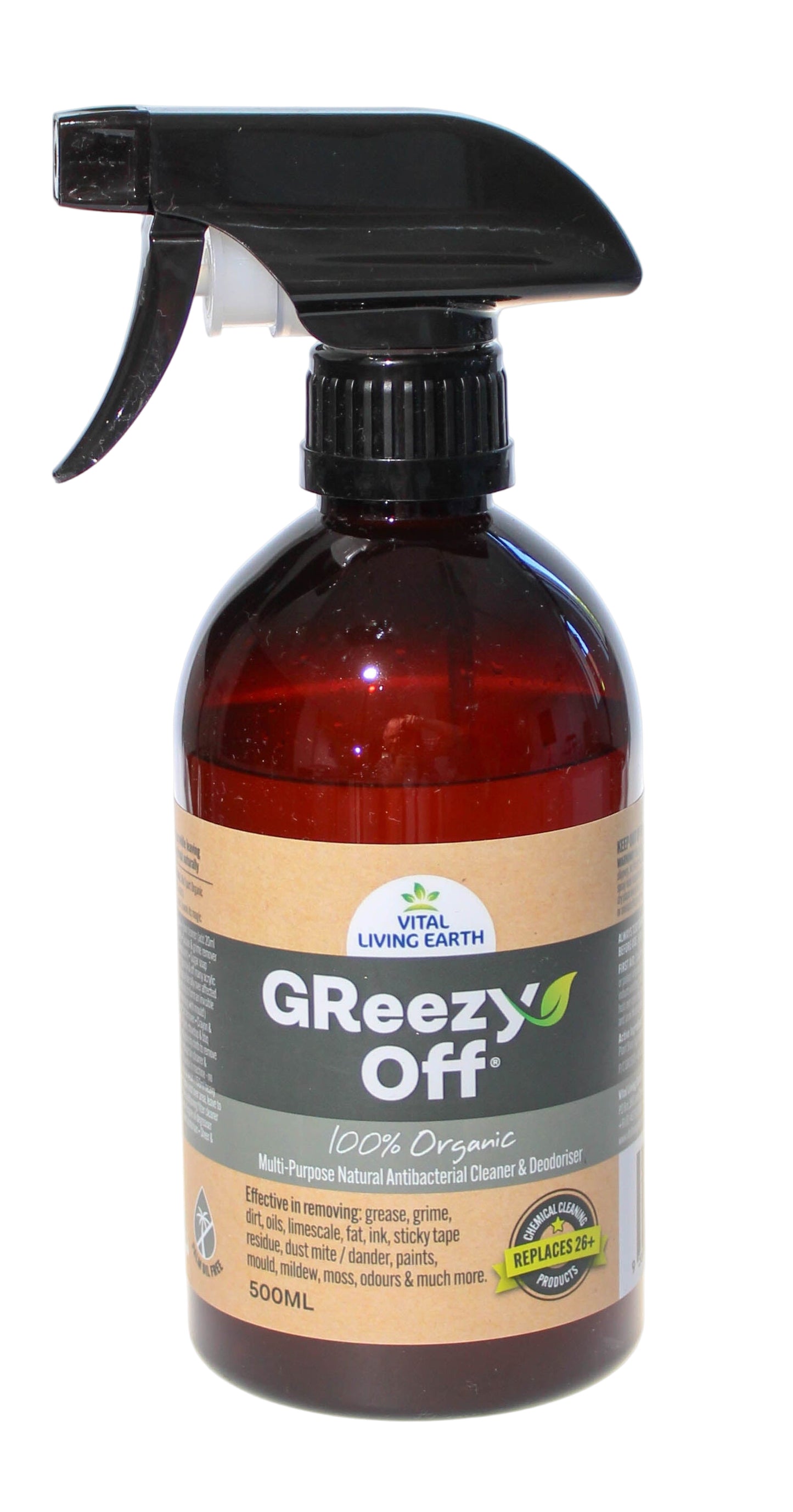 A) GReezy Off® 100% Organic🍃🥬🪾 Replaces 26+ Chemical & Alcohol Laden Cleaning Products on the Market.                                                                                                         500ml Concentrate / 1 Litre when Diluted 1:1