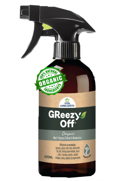 A) (1 x Bottle) GReezy Off® 100% ORGANIC Multi-Purpose Natural Antibacterial Cleaner & Deodoriser 500ml Concentrate / 1 Litre when Diluted 1:1