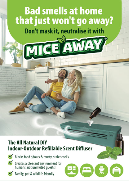 (1 x DIY Refillable Unit + 1 x 10ml Bottle) Mice Away® DIY Indoor-Outdoor Refillable Scent Diffuser.