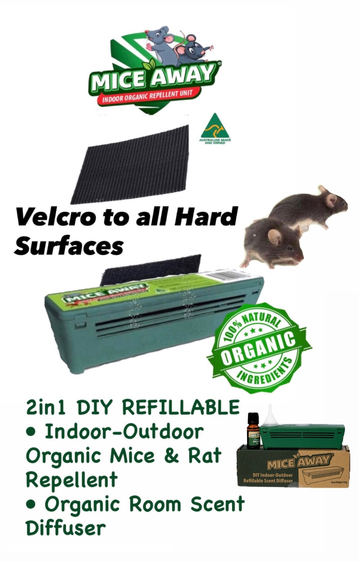 I) 6 Pack Mice Away® 2in1 DIY Refillable Indoor-Outdoor Organic Mice & Rat Repellent & Room Scent Diffuser.                                   FREE DELIVERY AUSTRALIA WIDE