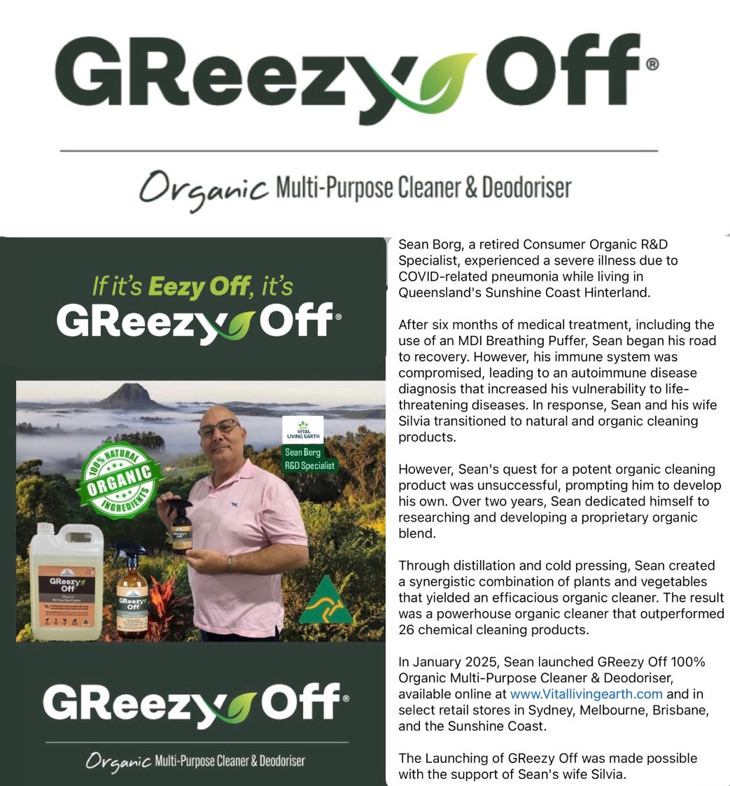 GReezy Off®️ 100% ORGANIC Multi-Purpose Cleaner & Deodoriser 500ml (1 x Unit)