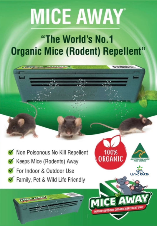 FREE DELIVERY AUSTRALIA WIDE.                                        Mice Away®️ 100% ORGANIC Indoor-Outdoor Non Poisonous No Kill Mice & Rat Repellent (10 Pack)