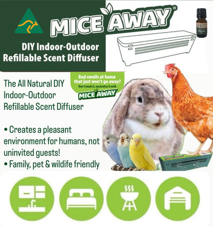 COMBO DEAL                                    2 x GReezy Off® 100% Organic Multi-Purpose Cleaner & Deodoriser and 2 x Mice Away® DIY Indoor-Outdoor Refillable Scent Diffuser. FREE DELIVERY AUSTRALIA WIDE