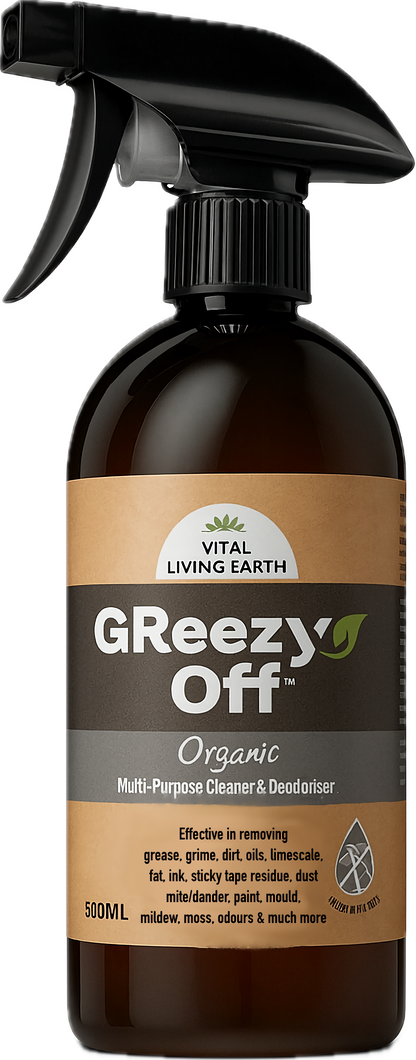 A) (1 x Bottle) GReezy Off® 100% ORGANIC Multi-Purpose Natural Antibacterial Cleaner & Deodoriser 500ml Concentrate / 1 Litre when Diluted 1:1
