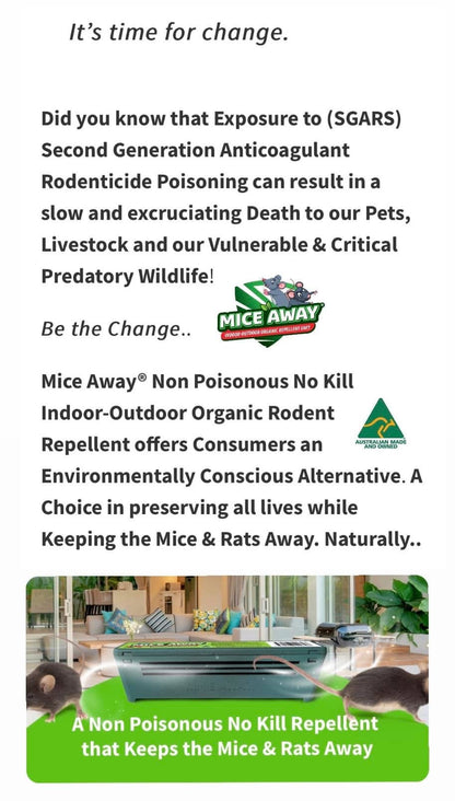 L) 18 Pack Mice Away® 2in1 DIY Refillable Indoor-Outdoor Organic Mice & Rat Repellent & Room Scent Diffuser.                           FREE DELIVERY AUSTRALIA WIDE