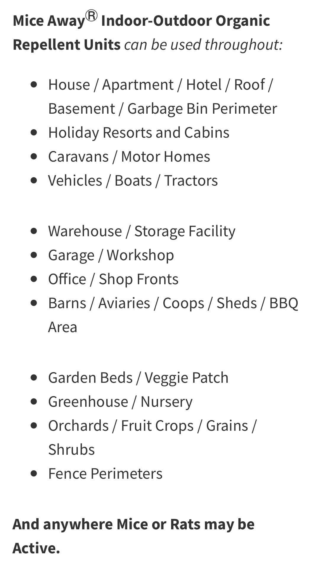 L) 18 Pack Mice Away® 2in1 DIY Refillable Indoor-Outdoor Organic Mice & Rat Repellent & Room Scent Diffuser.                           FREE DELIVERY AUSTRALIA WIDE