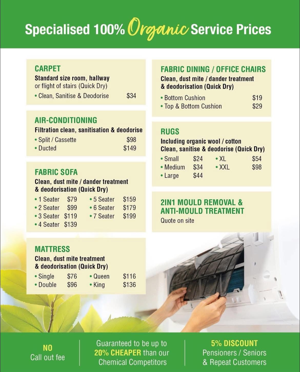 VLE Organic Carpet & Air Conditioning Cleaning