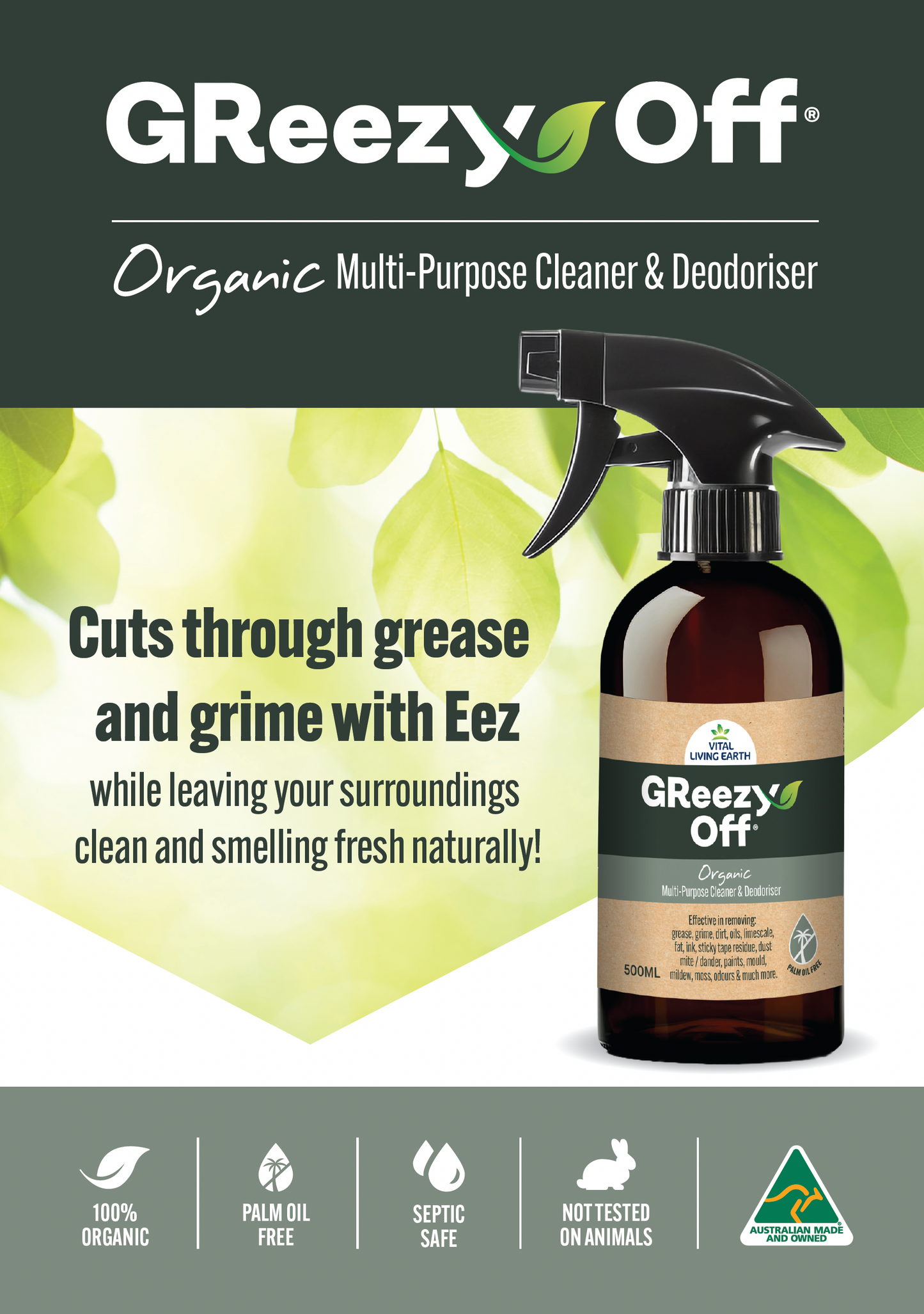 GReezy Off®️ 100% ORGANIC Multi-Purpose Cleaner & Deodoriser