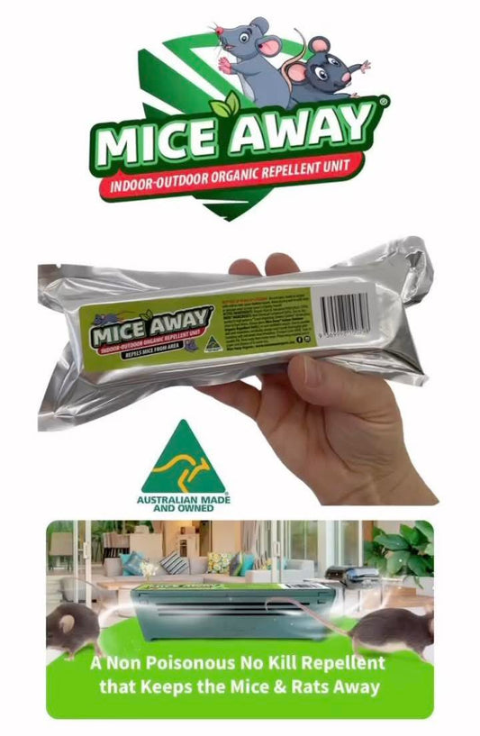 FREE DELIVERY AUSTRALIA WIDE.                                        Mice Away®️ 100% ORGANIC Indoor-Outdoor Non Poisonous No Kill Mice & Rat Repellent (10 Pack)