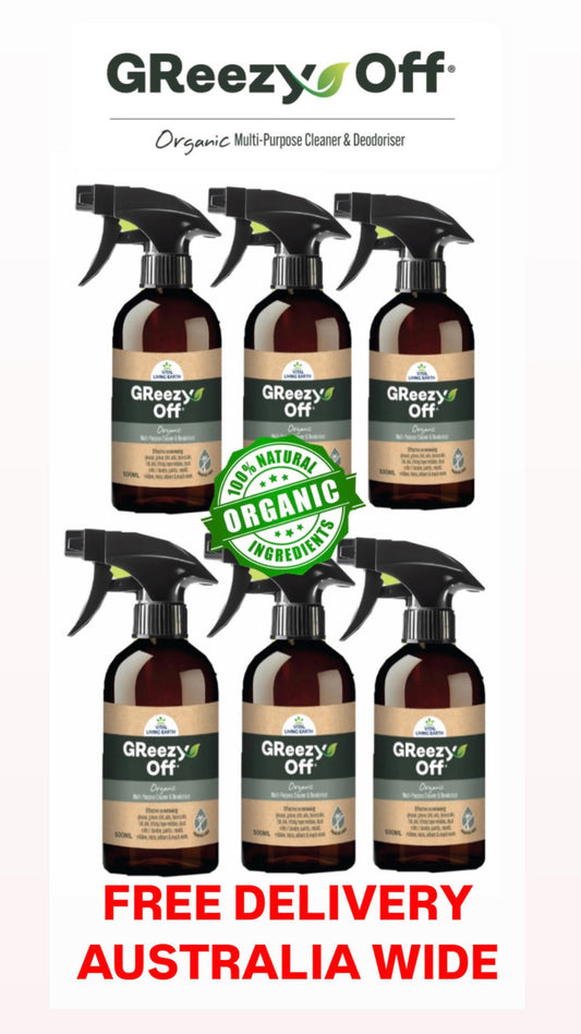 6 Pack GReezy Off®️ 100% ORGANIC Multi-Purpose Cleaner & Deodoriser 500ml FREE DELIVERY AUSTRALIA WIDE