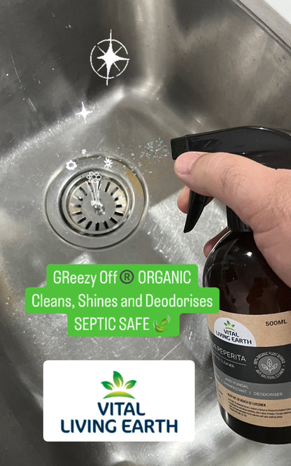 A) (1 x Bottle) GReezy Off® 100% ORGANIC Multi-Purpose Natural Antibacterial Cleaner & Deodoriser 500ml Concentrate / 1 Litre when Diluted 1:1