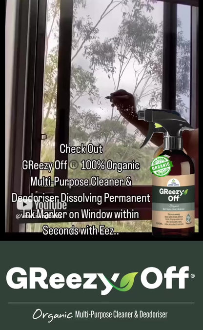 A) (1 x Bottle) GReezy Off® 100% ORGANIC Multi-Purpose Natural Antibacterial Cleaner & Deodoriser 500ml Concentrate / 1 Litre when Diluted 1:1