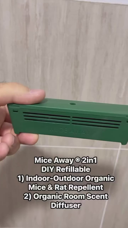 H) Mice Away® 2in1 DIY Refillable Indoor-Outdoor Organic Mice & Rat Repellent & Room Scent Diffuser