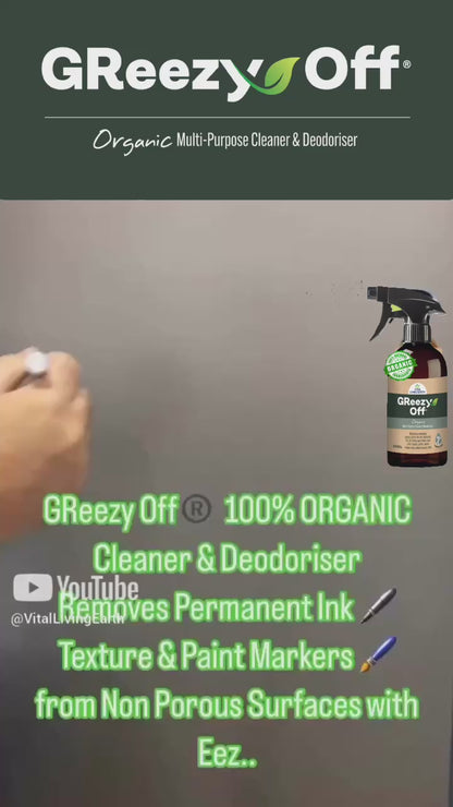 A) (1 x Bottle) GReezy Off® 100% ORGANIC Multi-Purpose Natural Antibacterial Cleaner & Deodoriser 500ml Concentrate / 1 Litre when Diluted 1:1