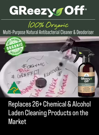 B) 2 x 500ml                                      GReezy Off® 100% Organic 🍃🥬🪾 Replaces 26+ Chemical & Alcohol Laden Cleaning Products on the Market                                  Concentrate 1:1                           FREE DELIVERY AUSTRALIA WIDE