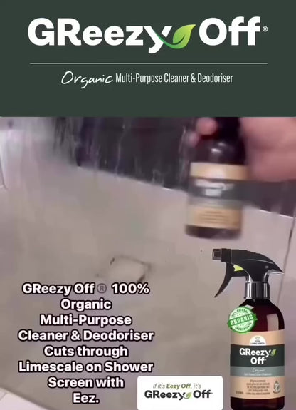 A) (1 x Bottle) GReezy Off® 100% ORGANIC Multi-Purpose Natural Antibacterial Cleaner & Deodoriser 500ml Concentrate / 1 Litre when Diluted 1:1