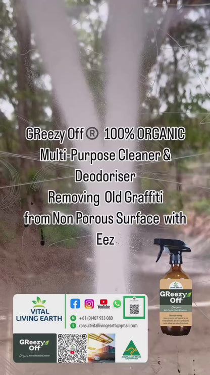 A) (1 x Bottle) GReezy Off® 100% ORGANIC Multi-Purpose Natural Antibacterial Cleaner & Deodoriser 500ml Concentrate / 1 Litre when Diluted 1:1