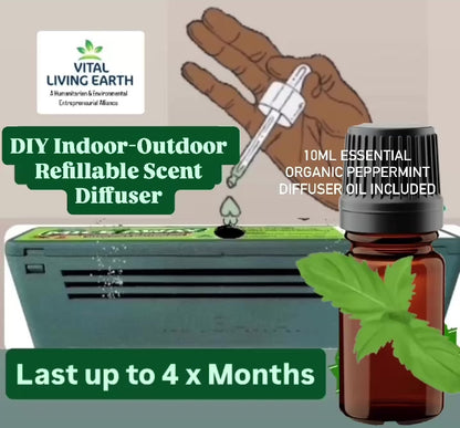 M) (1 x Unit + 1 x 10ml Bottle) PRODUCT AVAILABLE IN SEPTEMBER” Mice Away® DIY Indoor-Outdoor Refillable Scent Diffuser - includes 10ml Organic Essential Peppermint Oil (Mentha Piperita)