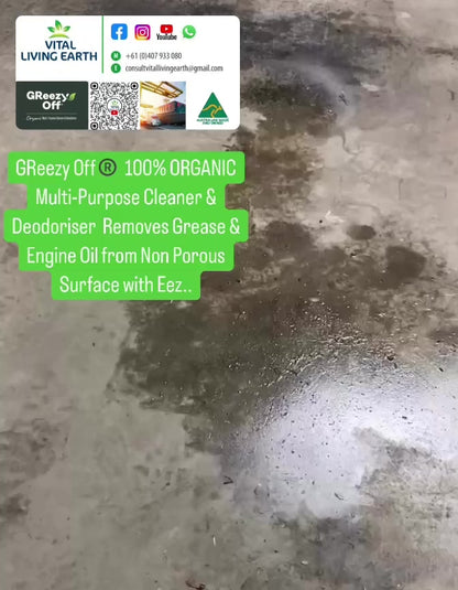 A) (1 x Bottle) GReezy Off® 100% ORGANIC Multi-Purpose Natural Antibacterial Cleaner & Deodoriser 500ml Concentrate / 1 Litre when Diluted 1:1